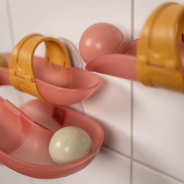 Little Dutch Kugelbahn Badekugelbahn mit Bällen für die Wand Badespielzeug für Baby Kleinkind - rosa