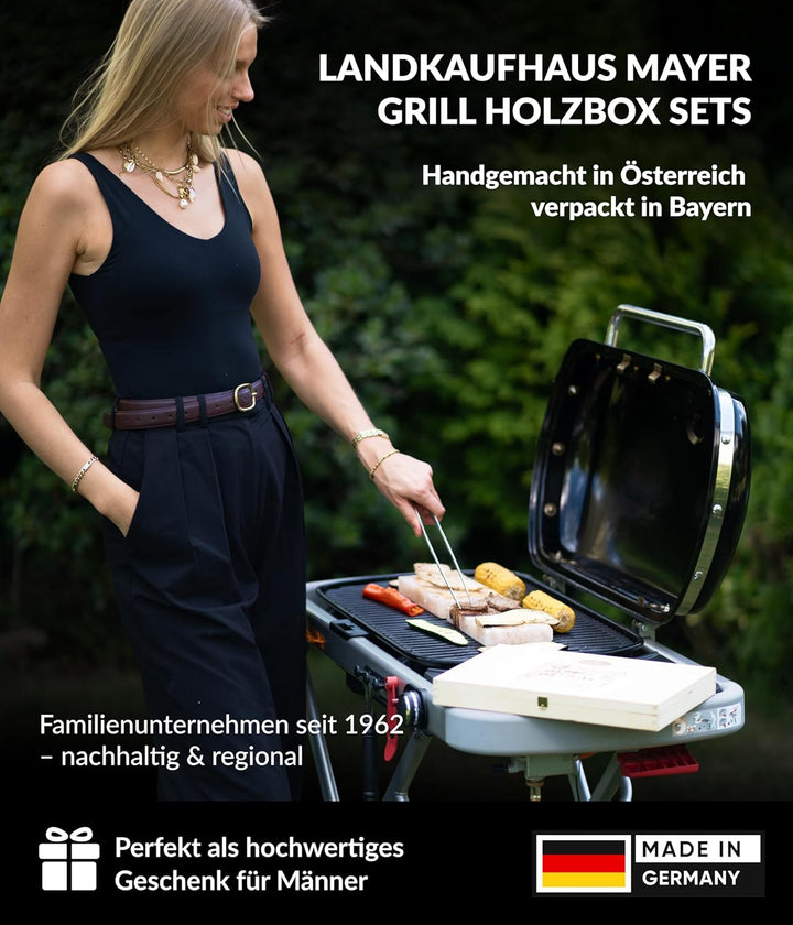 Landkaufhaus Mayer® Grillset Geschenk – 1 Grillstein aus Steinsalz aus der Saltrange in Pakistan Bez