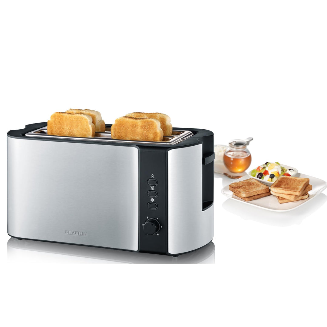 SEVERIN Automatik-Toaster, 2 Langschlitzkammern, Für bis zu 4 Brotscheiben, 1.400 W, AT 2590, Edelst