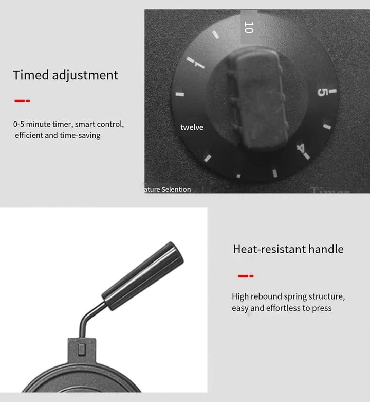 UFO Burger Maker, Edelstahlkörper, Zweiseitige Heizung, Einstellbare Temperatur & Timer, Zeiteinstel