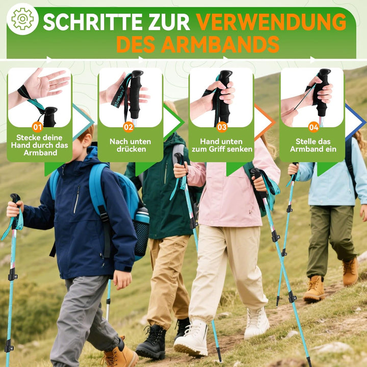 Clostnature Wanderstöcke Kinder Teleskop - Verstellbare Trekkingstöcke für Kinder, 2 Stück Leichte W