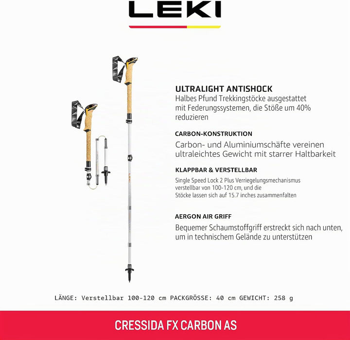 LEKI Cressida FX Carbon AS Stöcke white-mango-silver 100 - 120 cm, white-mango-silver 100 - 120 cm