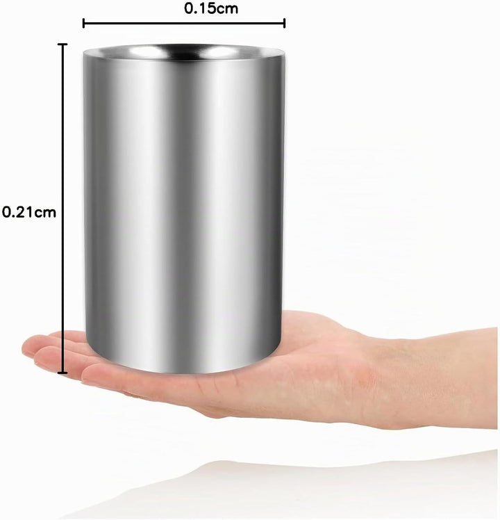 com-four® 2x Flaschenkühler - Sektkühler in matt - Eiswürfelkübel aus Edelstahl - doppelwandiger Wei