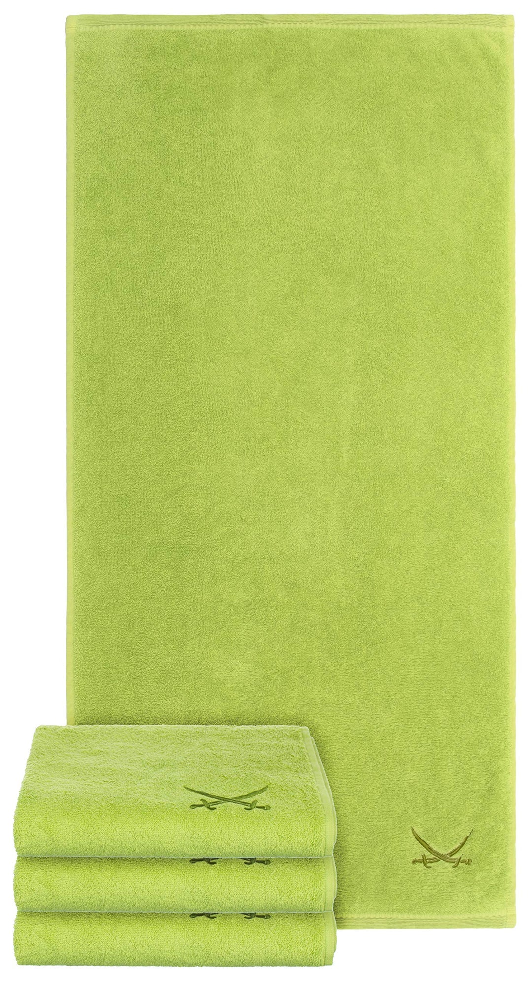 Sansibar Handtuch 4er Set 50x100 cm 100% Baumwolle mit gesticktem Säbel Logo Badtuch Grün 4er Set Gr