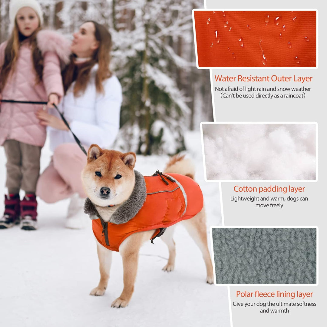 QBLEEV Hundewintermantel, warm, reflektierende Hundejacke, Rollkragen, wasserdicht, für kaltes Wette