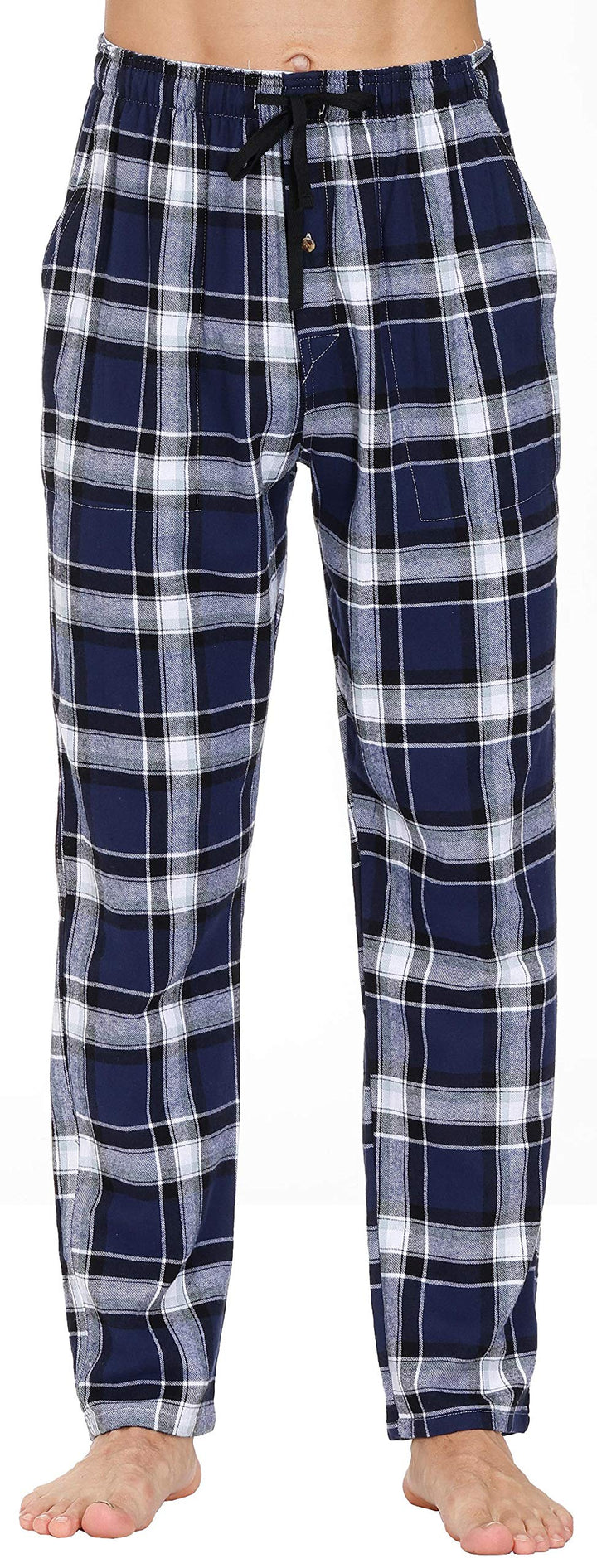 MoFiz Herren Pyjamahose Warm Lang Baumwolle Weich Schlafanzughose Kariert Winter Nachtwäsche Freizei