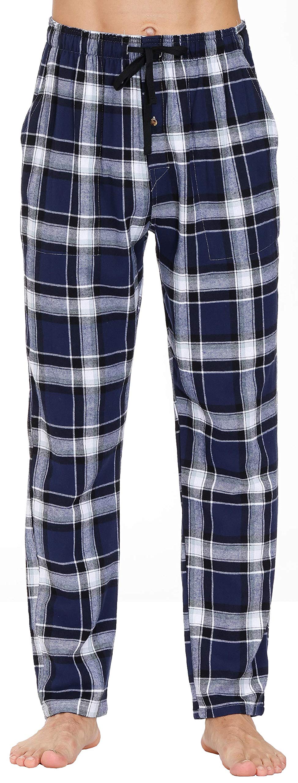 MoFiz Herren Pyjamahose Warm Lang Baumwolle Weich Schlafanzughose Kariert Winter Nachtwäsche Freizei