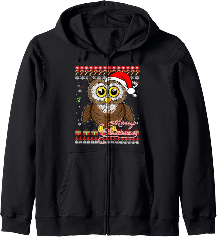 Love Owls Shirt - Hässliches Weihnachtspullover-T-Shirt mit Eule Kapuzenjacke