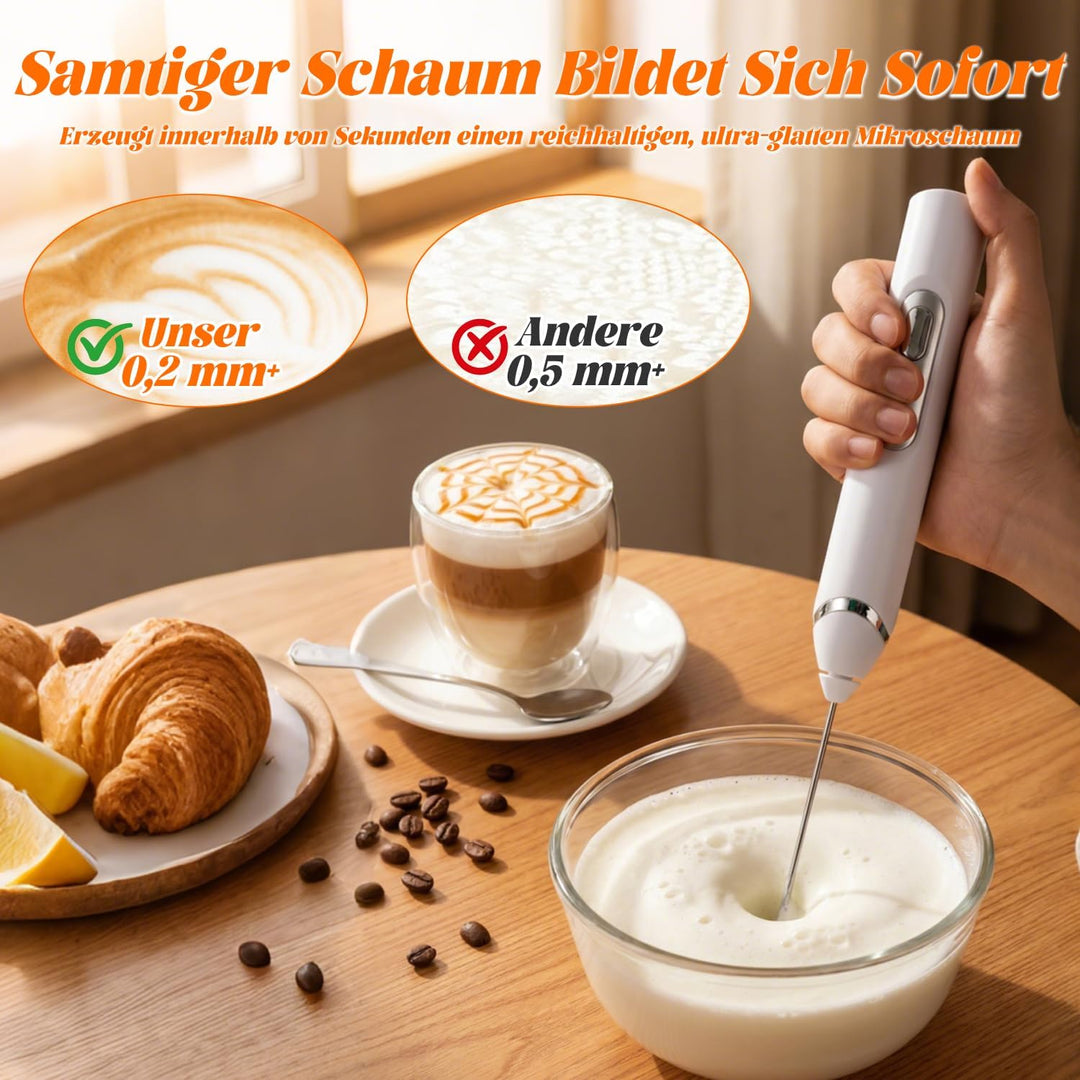 Aohcae Milchaufschäumer Stab, USB Handheld Milchaufschäumer Wiederaufladbar, 3 Gang Aufschäumer mit