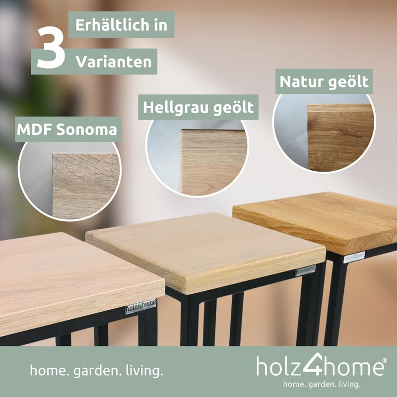 holz4home® Dekoständer aus MDF Eichenholz I Blumenständer Sonoma Eiche I Höhe: 50 cm I Dekosäule mit
