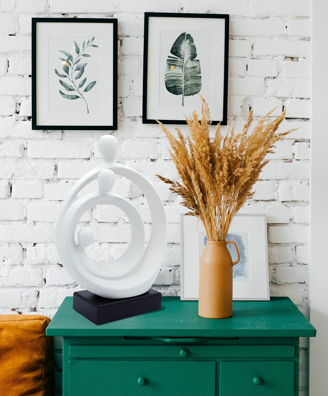 FeinKnick Stilvolle Skulptur “Familienglück” - Moderne Keramik Figur 34 cm gross auf Sockel - Zeitlo