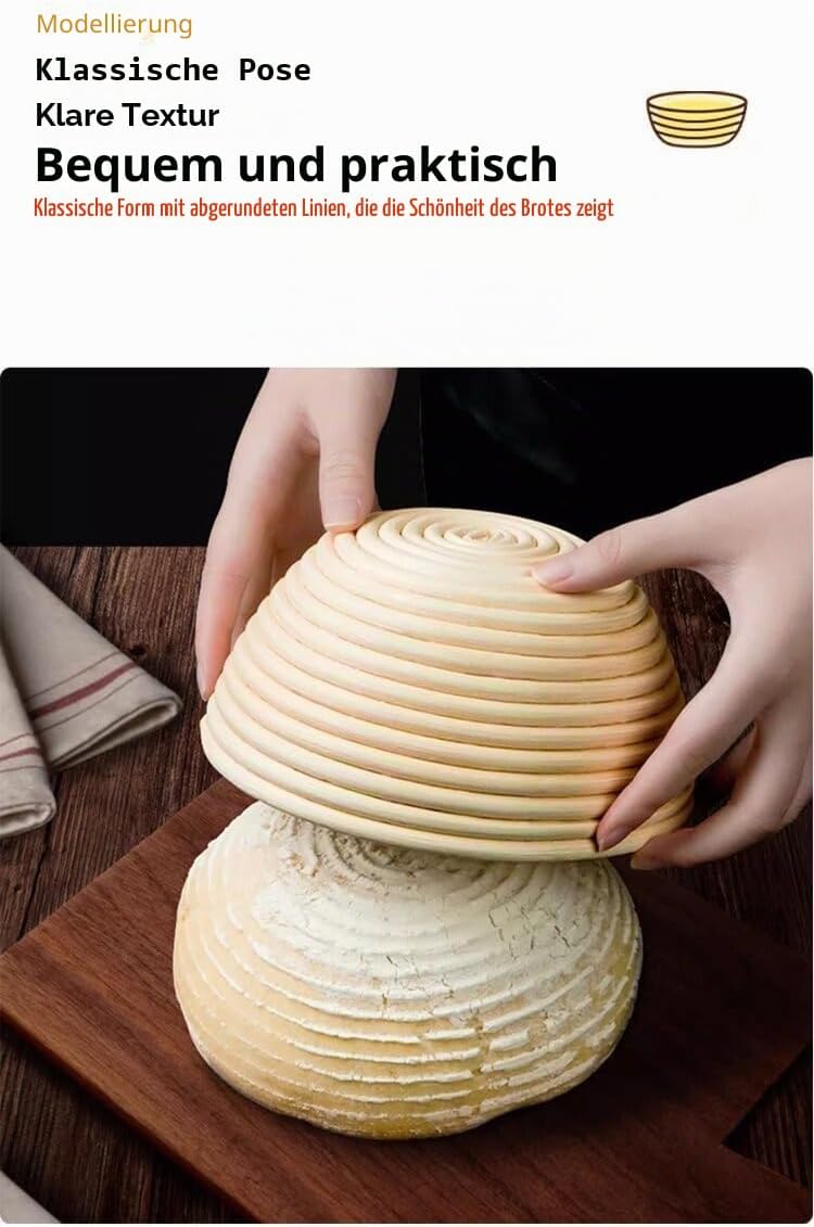 Gärkörbchen, Gärkorb, Rund Zum Brotbacken 6er Set, Gärkorb Brot mit Waschbarem Leineneinsatz, natürl