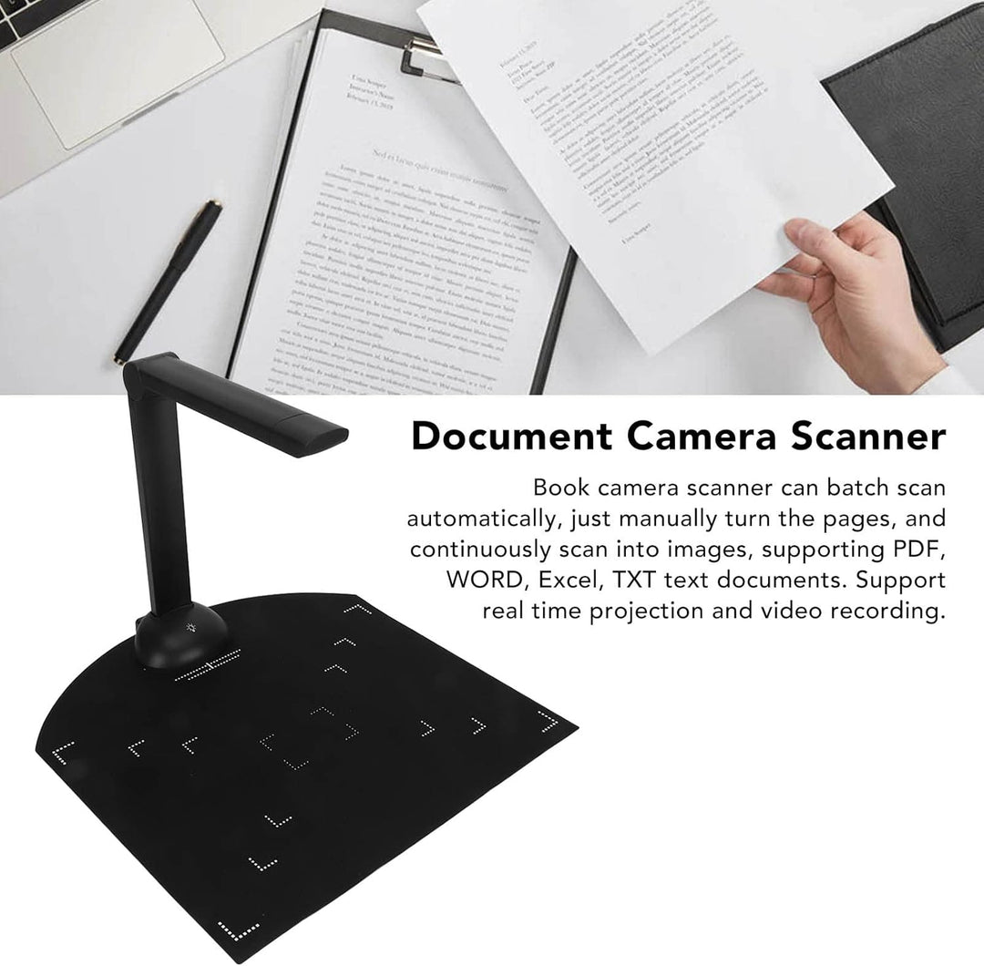 Dokumentenkamera-Scanner, Tragbarer 5 MP 2592 X 1944 USB-Buchscanner mit LED-Licht, OCR-Technologie,