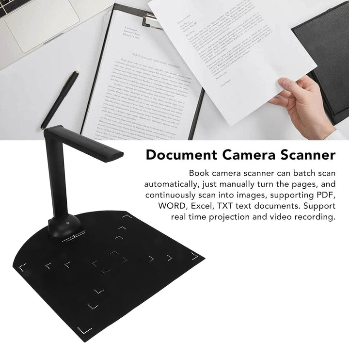 Dokumentenkamera-Scanner, Tragbarer 5 MP 2592 X 1944 USB-Buchscanner mit LED-Licht, OCR-Technologie,