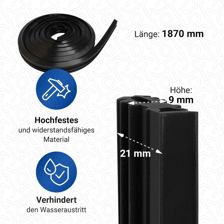 VIOKS Türdichtung Geschirrspüler 1,87 m Ersatz für Bosch Siеmens 00263096 263096 - Gummidichtung 3-s