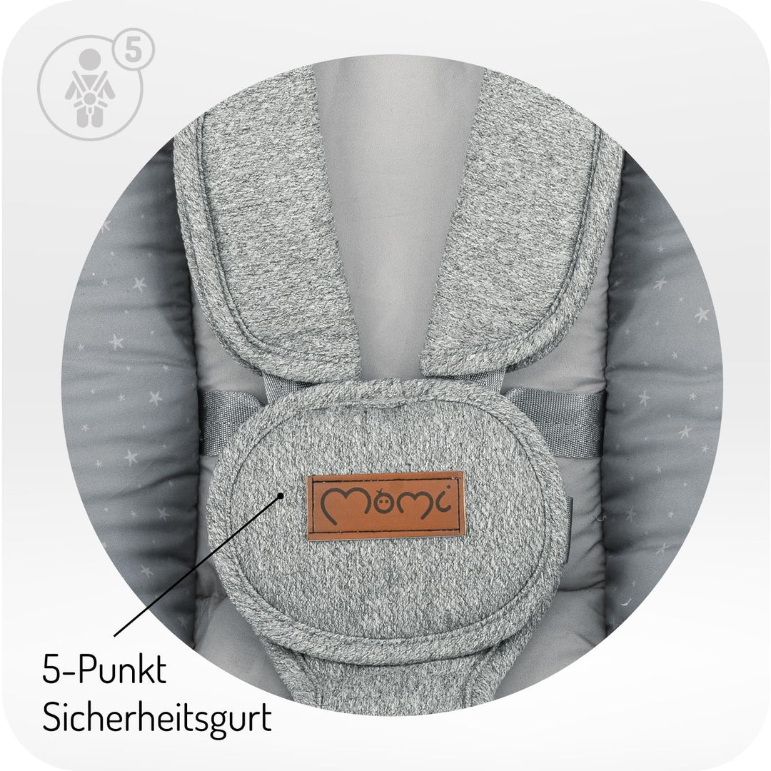 MoMi Babywippe PEARL für Babys bis 9 kg, 360° drehbarer Sitz, LED-Panel, Bluetooth, Fernbedienung, B