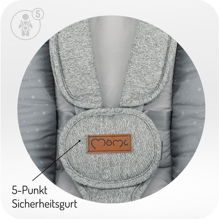 MoMi Babywippe PEARL für Babys bis 9 kg, 360° drehbarer Sitz, LED-Panel, Bluetooth, Fernbedienung, B