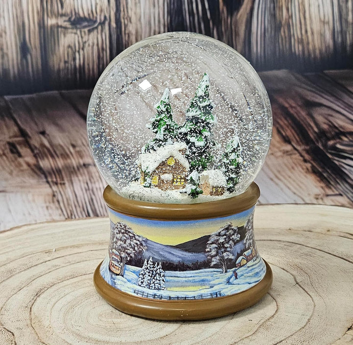 Schneekugel Schneemann Romantischer Winterspaziergang Spieluhr Winter Wonderland 10cm Durchmesser 20