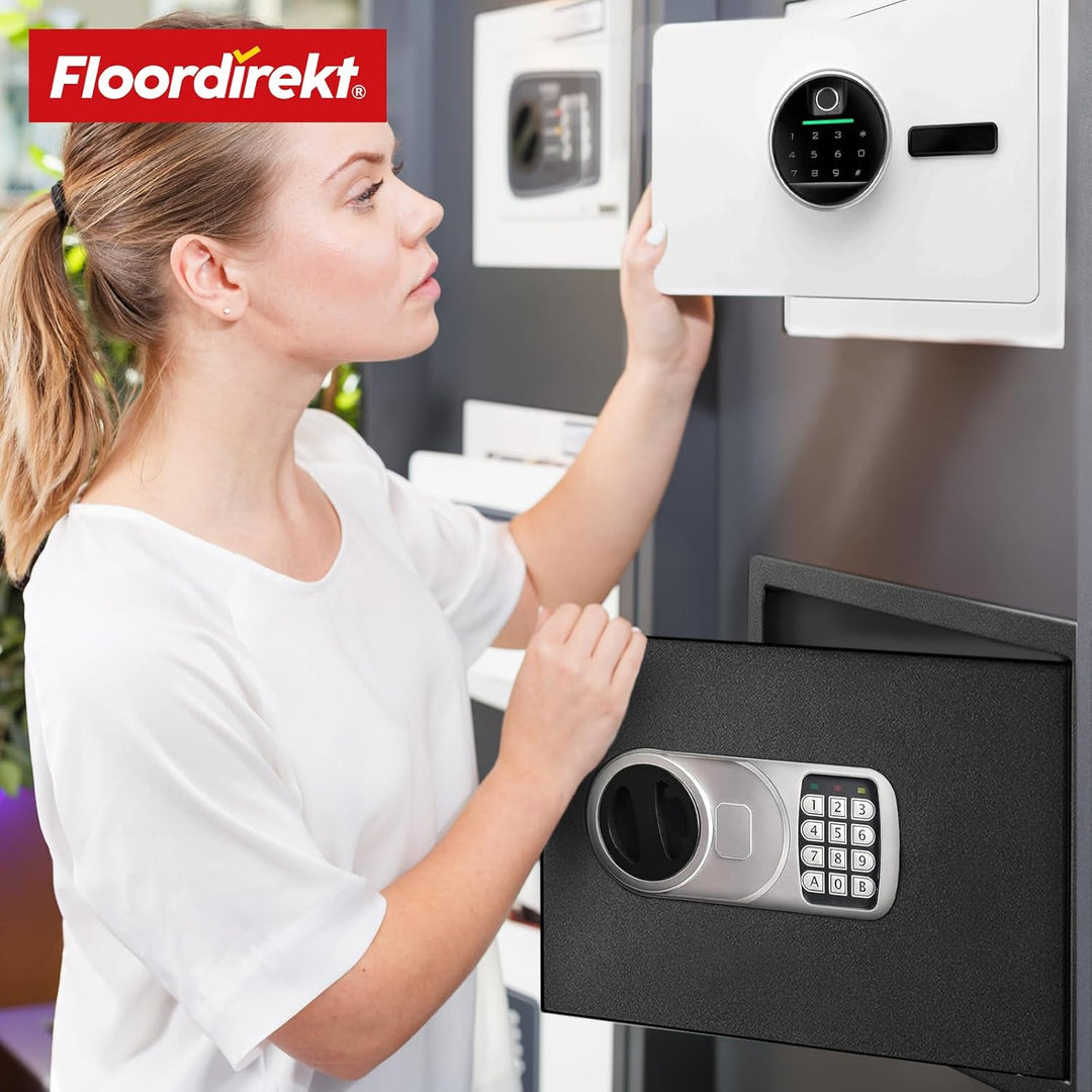 Floordirekt Safe Tresor für Zuhause, 26L 30H x 38B x 30T cm, Möbeltresor mit Schlüssel und Zahlensch