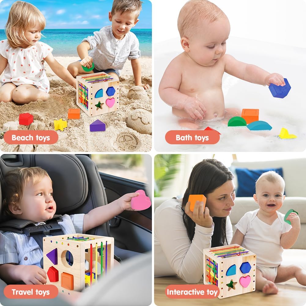 Ainiv Formsortierwürfel, Sortierspiel Montessori Steckwürfel, Baby Sensorische Spielzeug, Motorische