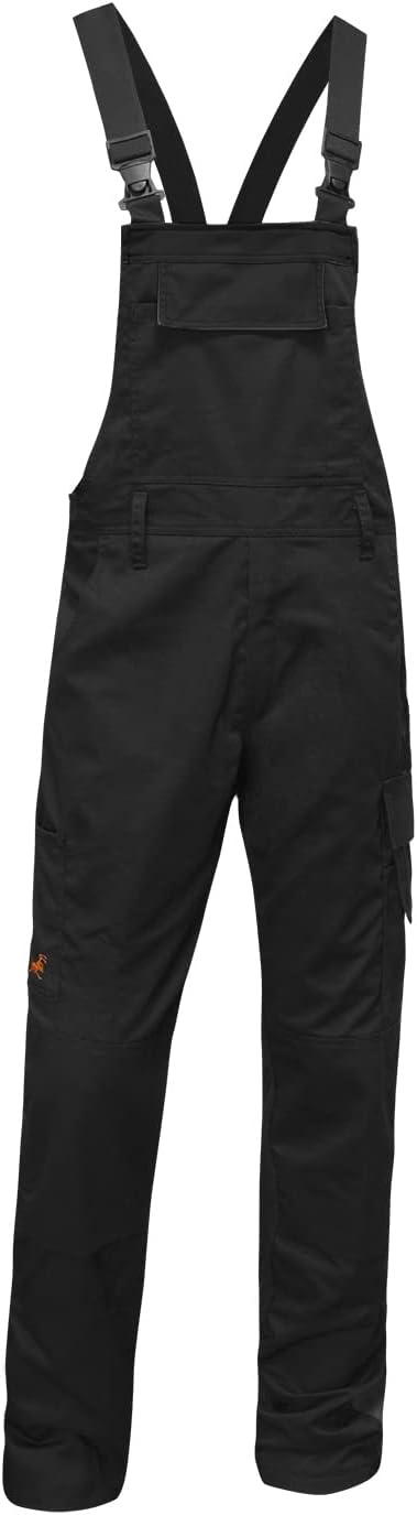 strongAnt Latzhose Herren Stretch Arbeitshose Arbeitslatzhose mit Kniepolstertaschen Schwarz Grau We