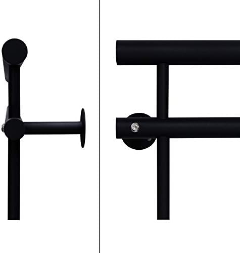 ECD Germany Französischer Balkon 90 x 225 cm mit 16 Füllstäben, Schwarz matt &amp; rau, Stahl pulverbesc