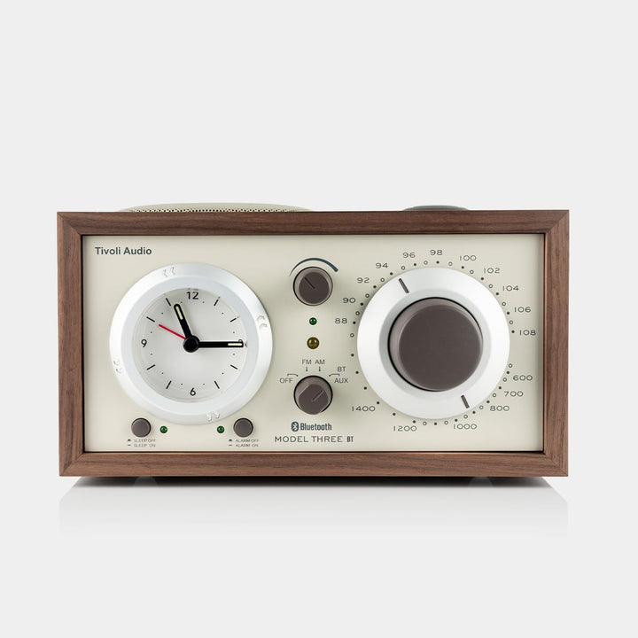 Tivoli Audio Model Three Bluetooth Clock Radio with USB-A &amp; USB-C Charging Ports (Walnut/Beige) Waln