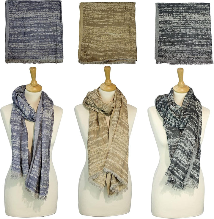 Sunsa 3er Set Damen/Herren Schals, weich Winter Halstuch aus Baumwolle & Viskose. Grosse Unisex Herb