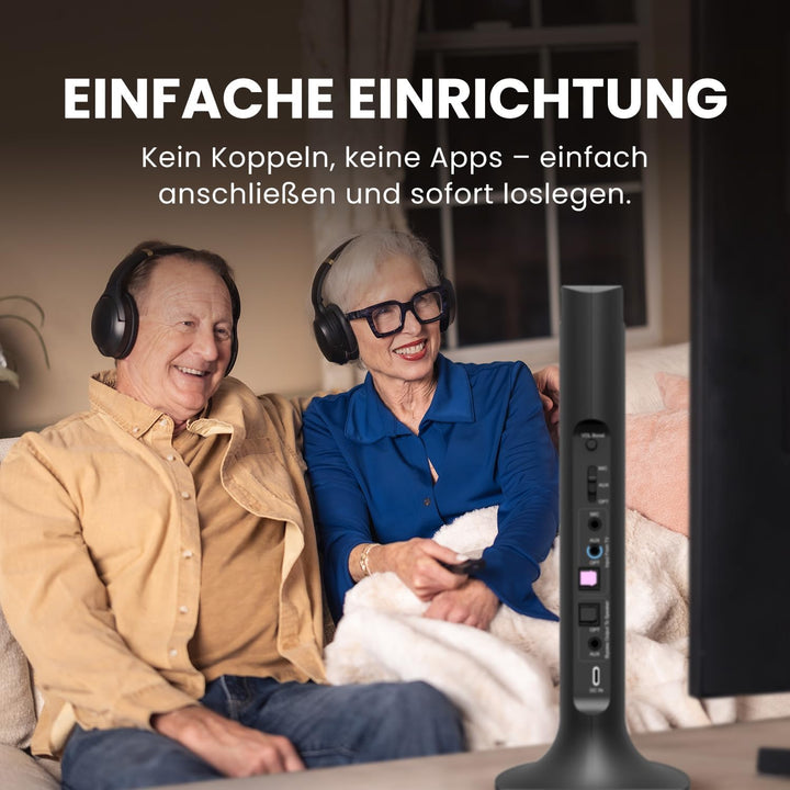 Avantree Duet - Kabelloser Dual Funkkopfhörer Kabelloser Kopfhörer zum Fernsehen TV mit Sender Lades
