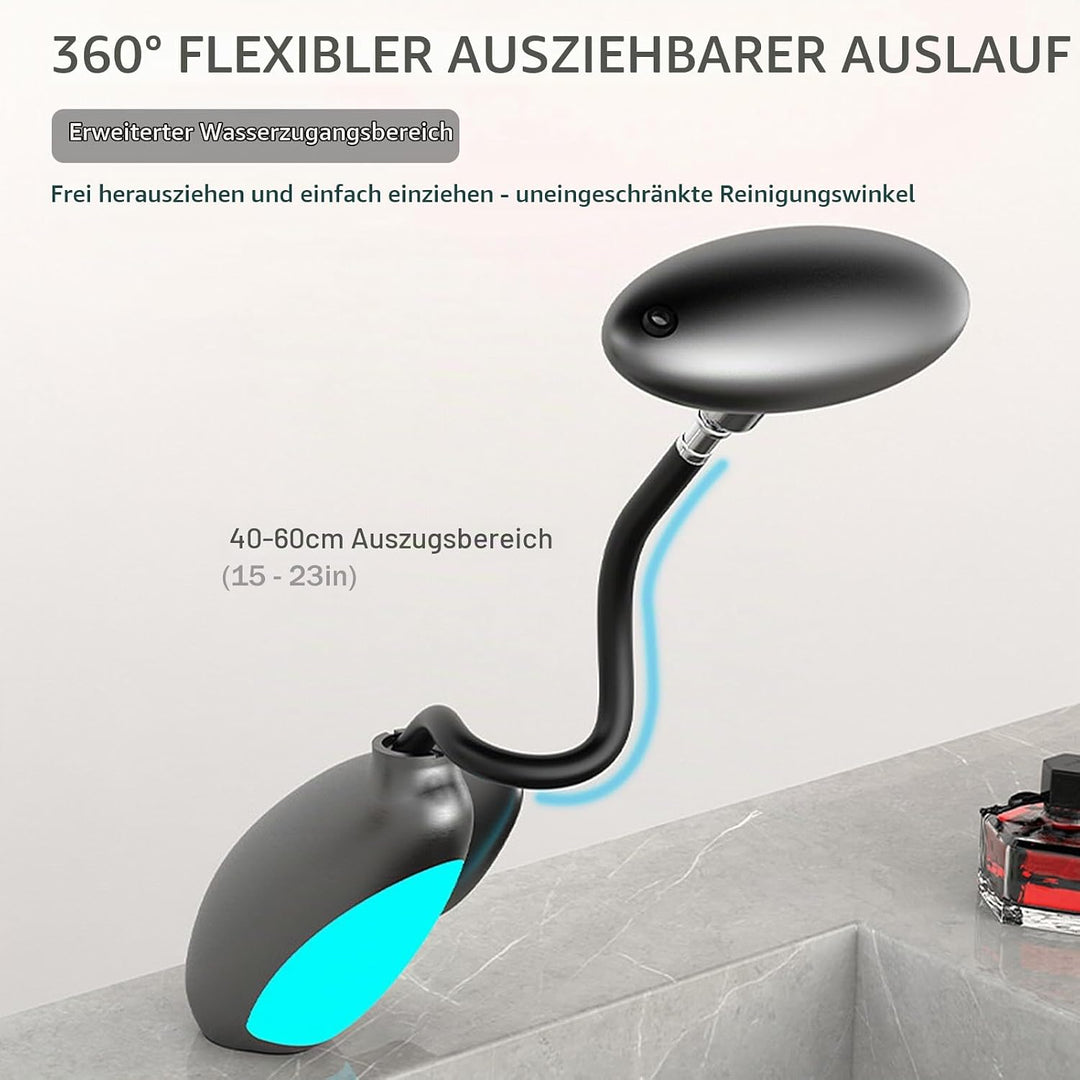 Wasserhahn Bad Ausziehbar mit Mehrfarbige Beleuchtung, 4 Modus, 360° Drehbar Ausziehbar, Keramikkart