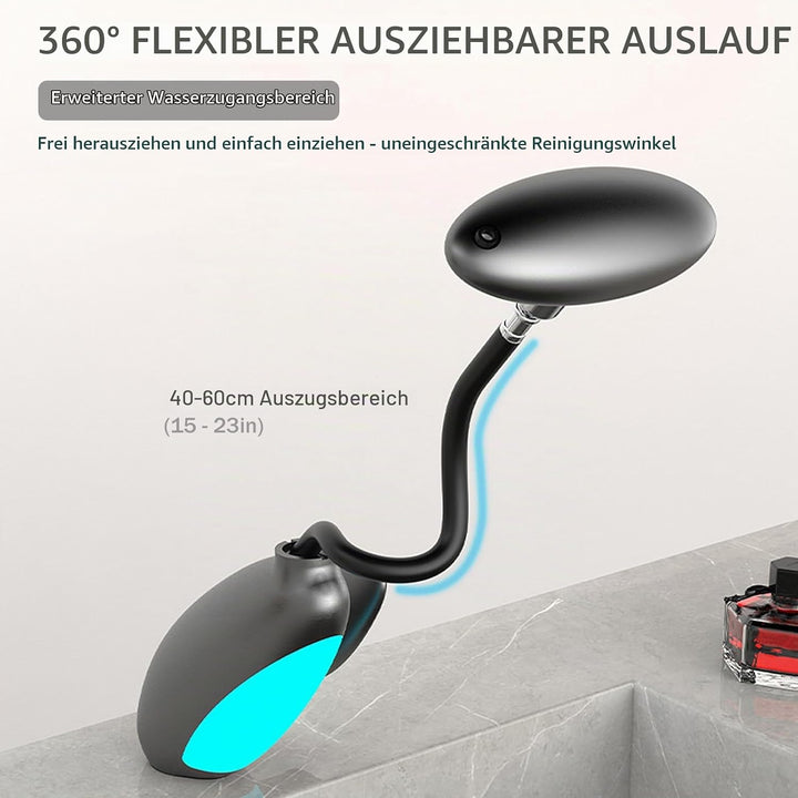 Wasserhahn Bad Ausziehbar mit Mehrfarbige Beleuchtung, 4 Modus, 360° Drehbar Ausziehbar, Keramikkart