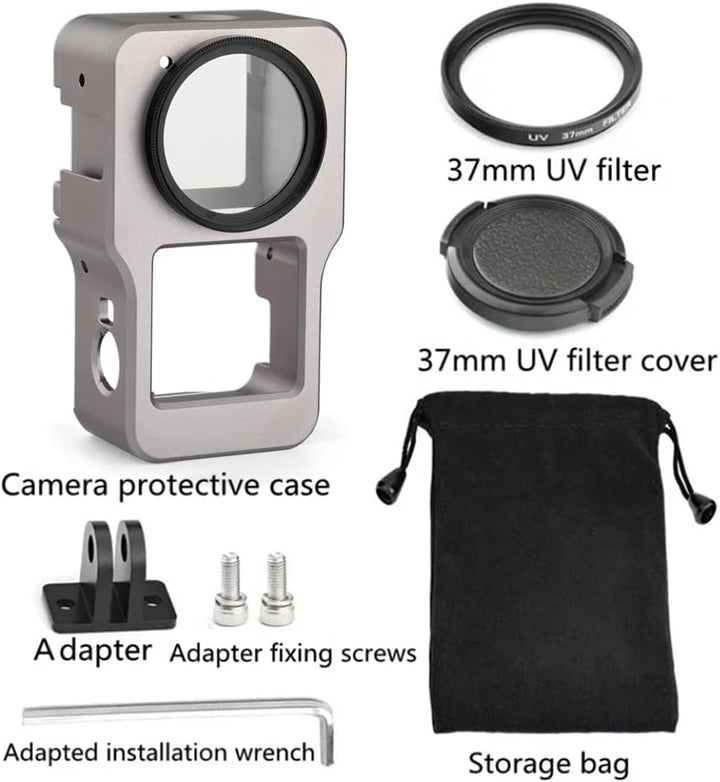 Honbobo Metall Cage Käfig für DJI Action 2, Schutz Rahmen Gehäuse + UV Filter + Base Adapter für DJI
