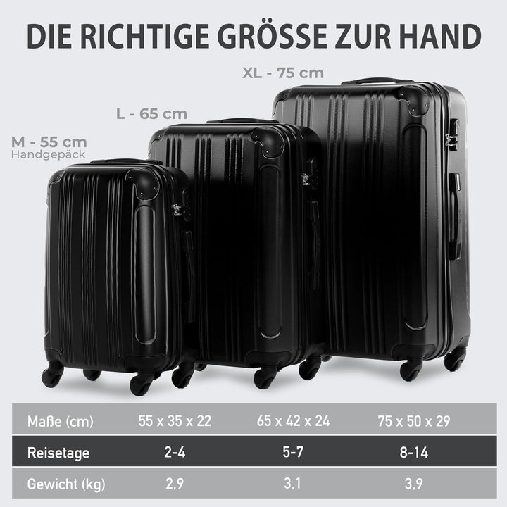 FERGÉ Kofferset Hartschale 3-teilig QUÉBEC Trolley-Set - Handgepäck 55 cm, L und XL 3er Set Hartscha