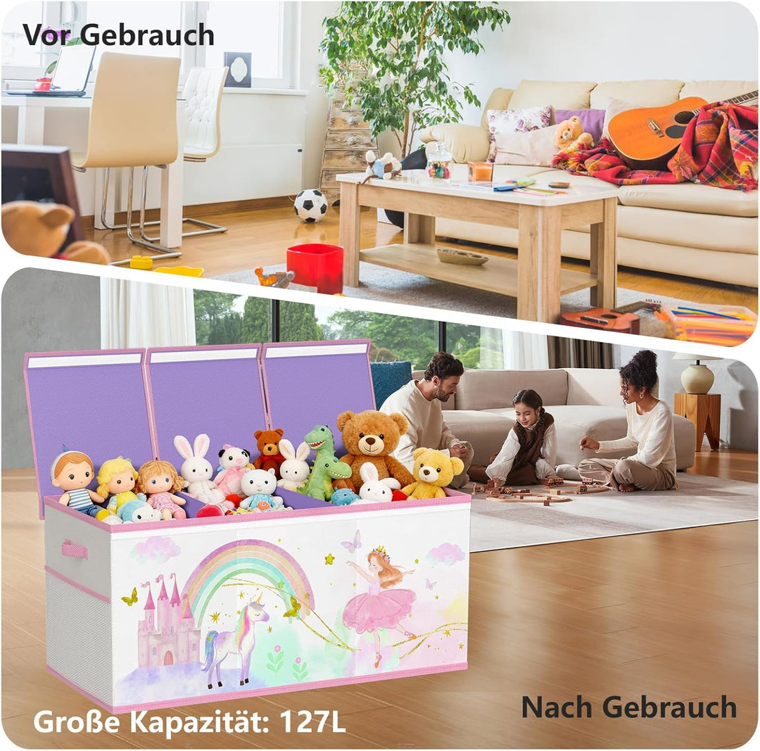 Extra Gross Aufbewahrungsbox Spielzeugkiste mit Deckel Kinder - Faltbar Spielzeug Aufbewahrung mit G
