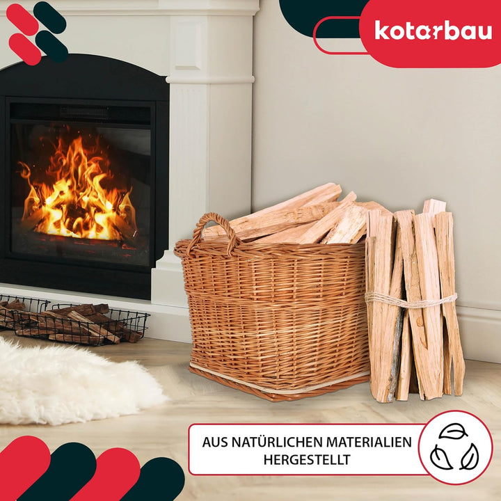 KOTARBAU® Weidenkorb für Brennholz - Holzkorb für Kaminholz - Erntekorb - 55x45 cm - Kaminholzkorb m