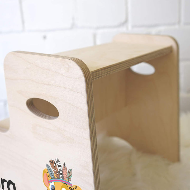 Tritthocker Kinder, Hocker aus Holz für Bad und Küche, Holzhocker personalisierter Toilettenhocker m