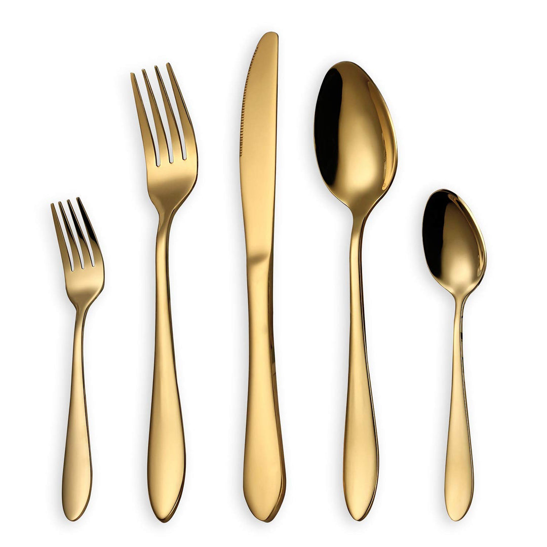 HOMQUEN Besteck Set, Gold Besteck Set, Edelstahl Set Service für 6 Personen, 30 Stück Esszimmer Best