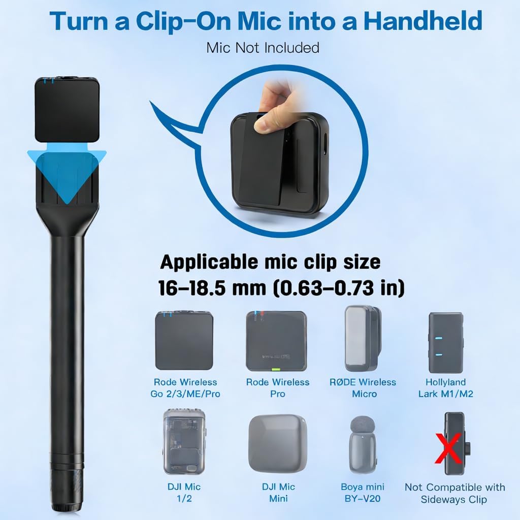 ZealSound Handmikrofon Adapter für DJI Mic, Wireless Lavalier Mikrofon Griff, Funkmikrofon Halter ko