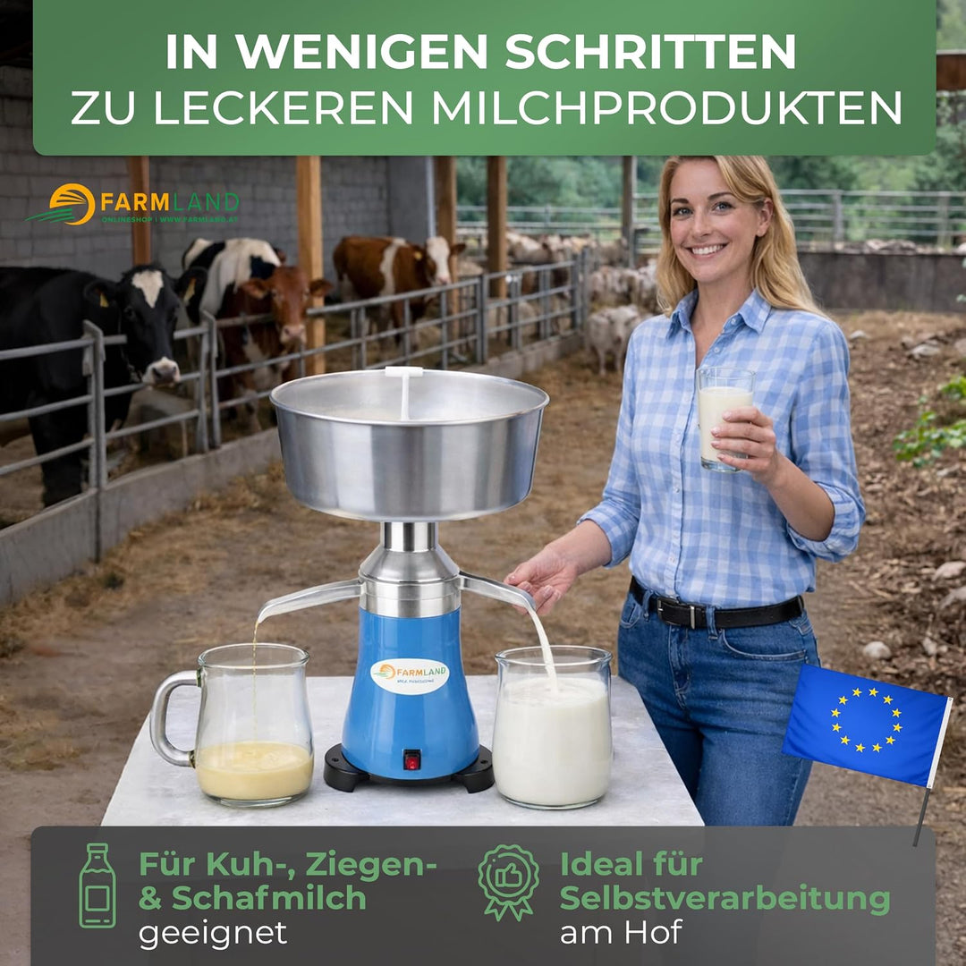 Farmland Milchzentrifuge elektrisch - Leistungsstarker Milchseparator für 140 l/h - Hochwertiger Mil