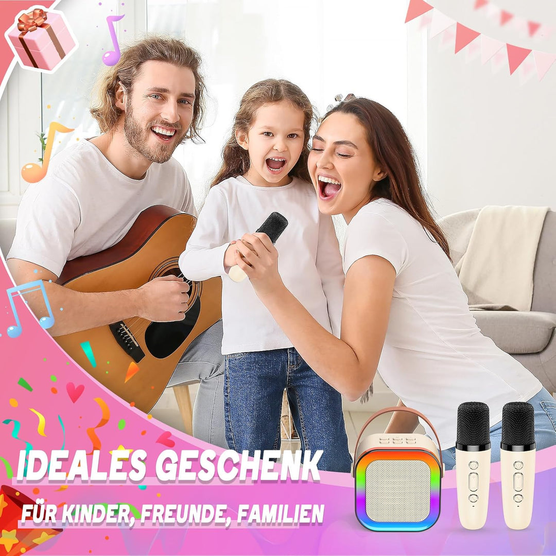 Kinder Geschenke Spielzeug für 3-12 Jahre, Tragbarer Karaoke Maschine mit 2 Bluetooth Karaoke Mikrof
