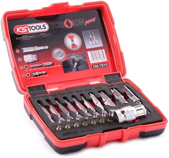 KS Tools 150.7015 1/4" + 10 mm Spezial-TX-Schrauben-Ausdreher-Satz, 18-teilig