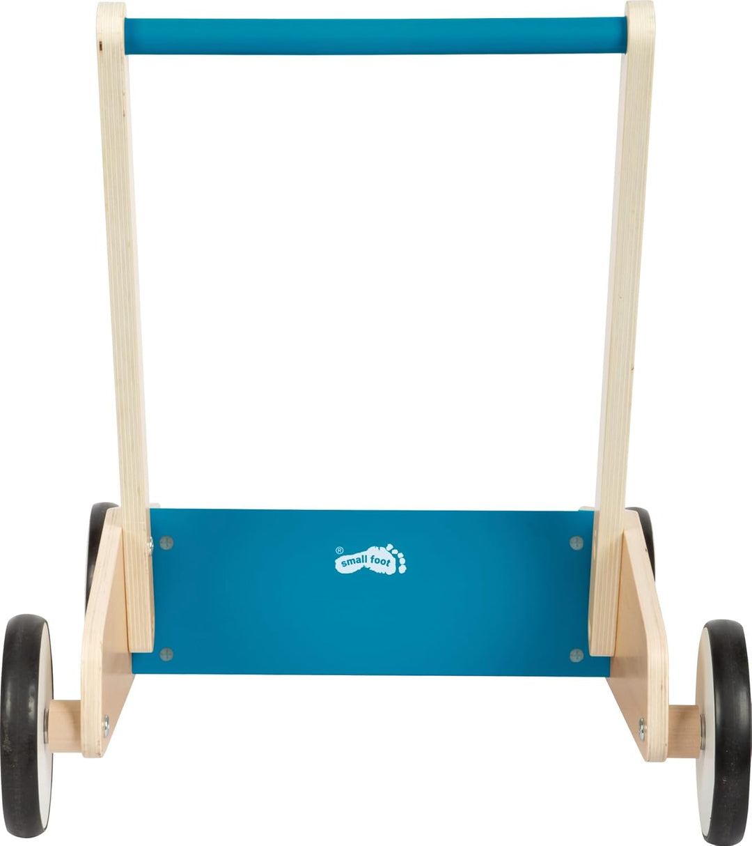 small foot Lauflernwagen Petrolblau, robuster Schiebewagen aus Holz, mit grosser Ladefläche, ab 12 M