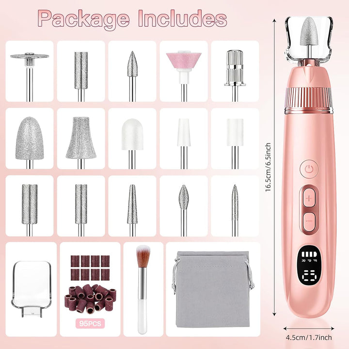 Elektrische Nagelfeile Nagelfräser Kabellos - 15 in 1 Professionell Fräser Nägel Nail Drill, Nagelfr