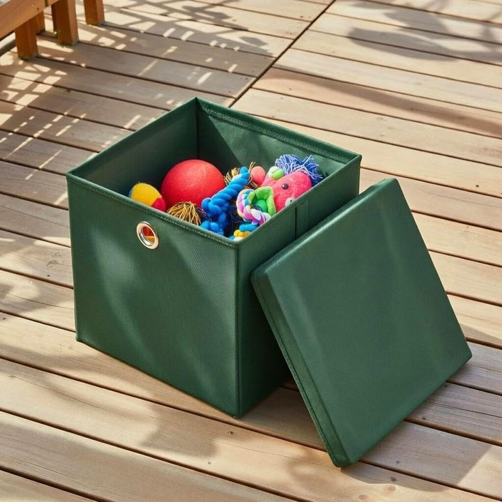 StickandShine 4er Set Dunkelgrün Faltbox 28 x 28 x 28 cm Aufbewahrungsbox faltbar mit Deckel, Dunkel