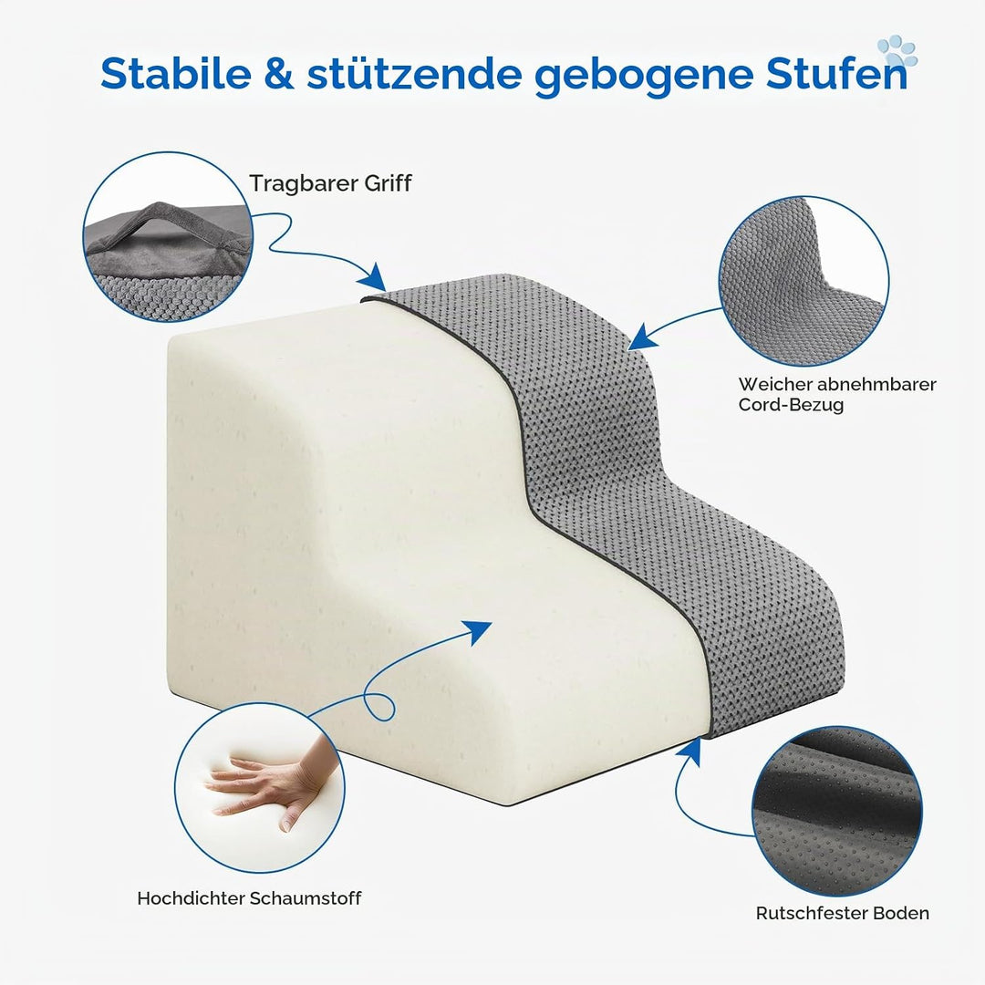 Hundetreppe für kleine Hunde, 2 Stufen 30cm Hoch Haustiertreppe, Waschbar rutschfest, Katzentreppe f