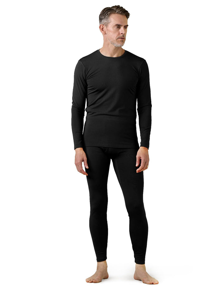 LAPASA Herren Innenfleece Thermounterwäsche Set, Thermounterhemd & Thermohosen Funktionsunterwäsche