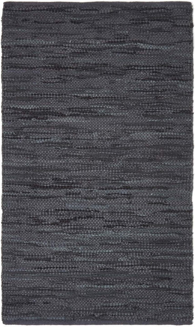 Homescapes Teppich Denver aus 100% recyceltem Leder, 90 x 150 cm, schwarz 90 x 150 cm Schwarz, 90 x