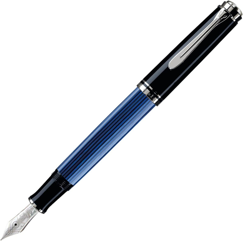 Pelikan Premium M805 Füllfederhalter, Feder F Plume Schwarz/Blau Schwarz / Blau, Schwarz / Blau