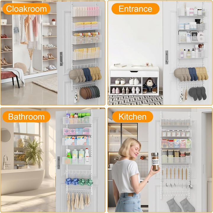 Über-der-Tür-Organizer, 2-in-1-Kleiderschrank-Organizer und Hutablage aus Metall mit 4 Verstellbaren