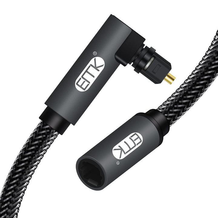 EMK 90 Grad Optische Verlängerungskabel Buchse zu Stecker Audiokabel Kupplung Nylonbehaart Toslink K